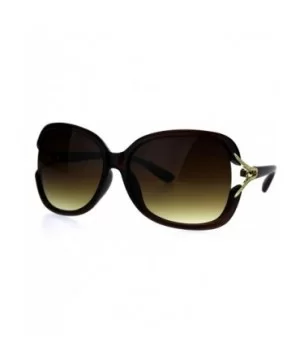 Womens Large Plastic Diva Jewel Hinge Designer Fashion Sunglasses - All Brown - CQ1869UGM5G $6.86 Butterfly