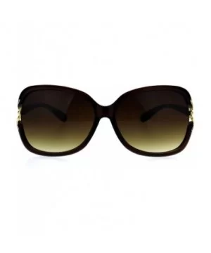 Womens Large Plastic Diva Jewel Hinge Designer Fashion Sunglasses - All Brown - CQ1869UGM5G $6.86 Butterfly