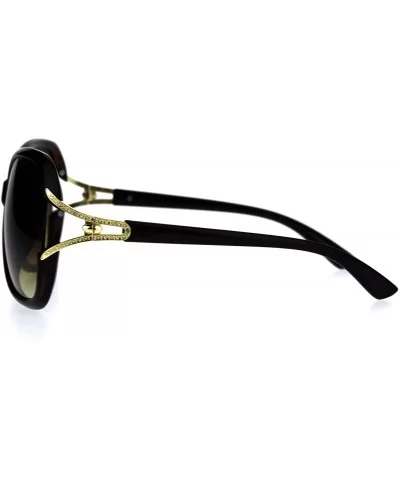 Womens Large Plastic Diva Jewel Hinge Designer Fashion Sunglasses - All Brown - CQ1869UGM5G $6.86 Butterfly