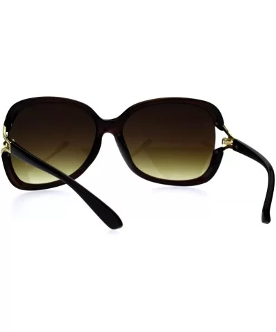 Womens Large Plastic Diva Jewel Hinge Designer Fashion Sunglasses - All Brown - CQ1869UGM5G $6.86 Butterfly