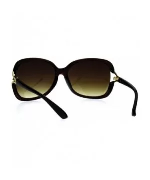 Womens Large Plastic Diva Jewel Hinge Designer Fashion Sunglasses - All Brown - CQ1869UGM5G $6.86 Butterfly