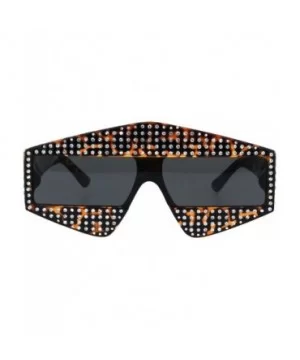 Womens Pentagon Shape Sparkling Rhinestone Robotic Plastic Sunglasses - Tortoise - CN18HM78I32 $12.34 Shield