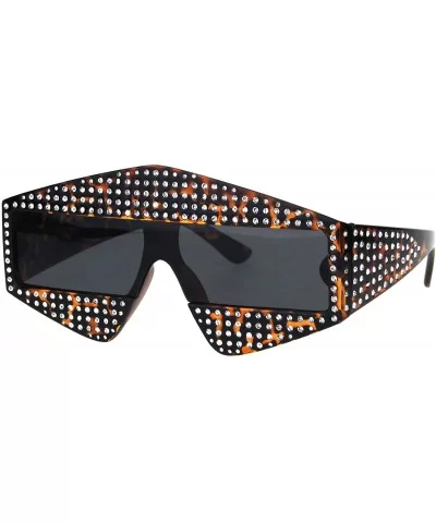 Womens Pentagon Shape Sparkling Rhinestone Robotic Plastic Sunglasses - Tortoise - CN18HM78I32 $12.34 Shield