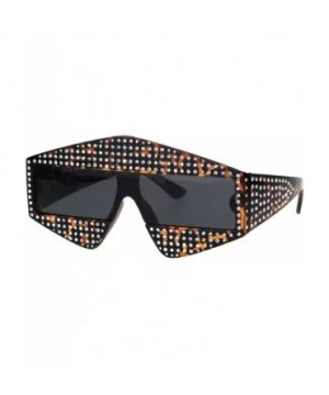 Womens Pentagon Shape Sparkling Rhinestone Robotic Plastic Sunglasses - Tortoise - CN18HM78I32 $12.34 Shield