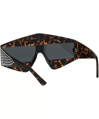 Womens Pentagon Shape Sparkling Rhinestone Robotic Plastic Sunglasses - Tortoise - CN18HM78I32 $12.34 Shield