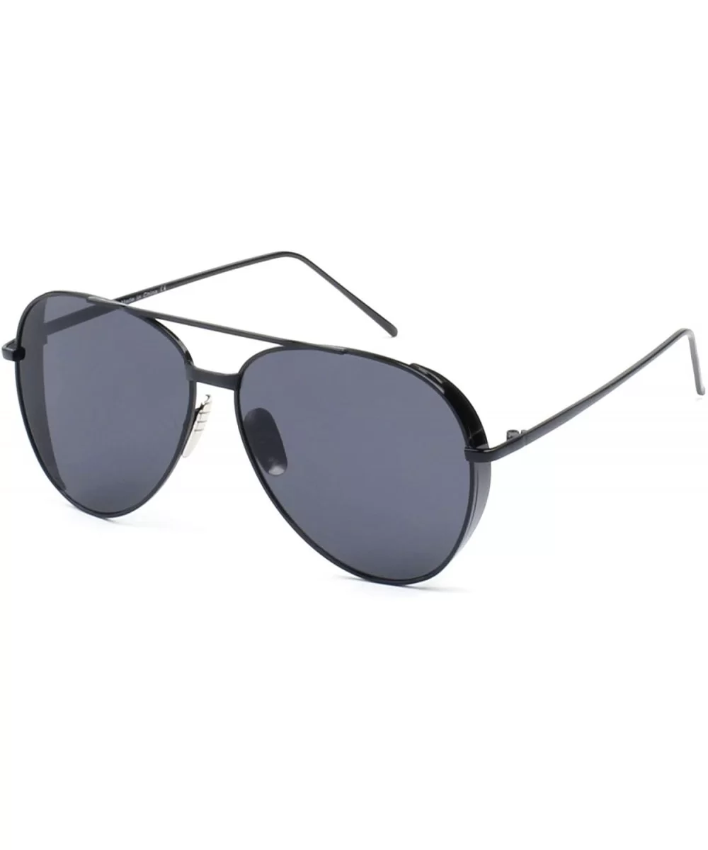 Mirrored Aviator Fashion Sunglasses - Black - CD18WR9T7MH $16.12 Goggle