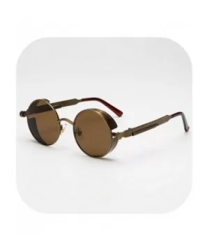 Metal Steampunk Sunglasses Men Women Fashion Round Glasses Design Vintage UV400 Eyewear Shades - 4 - CV197A2SH93 $22.56 Round