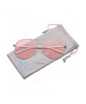 Classic Aviator Sunglasses For Women/Men - Ultralight Metal Frame Eye Sun Glass - Pink - CB18GUEH4N0 $7.08 Aviator