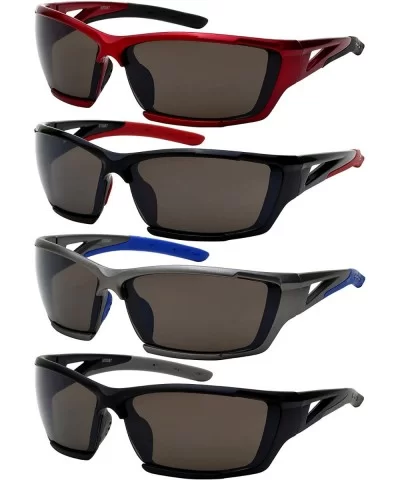 Premium Sports Sunglasses w/Flash Mirror Lens 570087MMT-FM - Matte Black - C612K07OZ1T $8.59 Sport