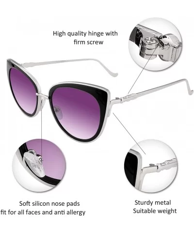 Cat Eye Women Sunglasses Metal Frame UV400 HD Lenses B2249 - Gradient Grey - C1182L99962 $10.23 Cat Eye