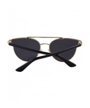 Women Fashion UV400 Cat Eye Classic Double-Bridge Shades Mirror Sunglasses - Gold - CN17YZXN3KL $9.72 Goggle