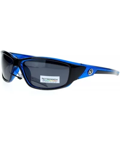 Polarized Mens Classic Oval Plastic Warp Sport Sunglasses - Blue - CY11ZFVO1CJ $8.35 Sport