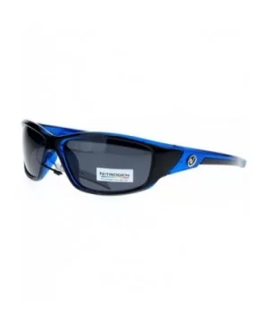 Polarized Mens Classic Oval Plastic Warp Sport Sunglasses - Blue - CY11ZFVO1CJ $8.35 Sport