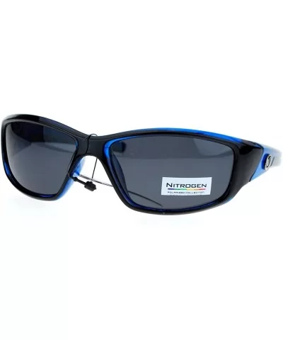 Polarized Mens Classic Oval Plastic Warp Sport Sunglasses - Blue - CY11ZFVO1CJ $8.35 Sport