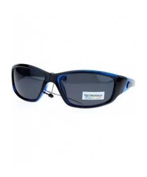 Polarized Mens Classic Oval Plastic Warp Sport Sunglasses - Blue - CY11ZFVO1CJ $8.35 Sport