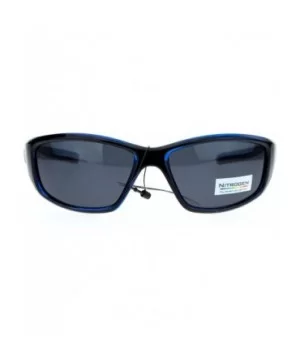 Polarized Mens Classic Oval Plastic Warp Sport Sunglasses - Blue - CY11ZFVO1CJ $8.35 Sport