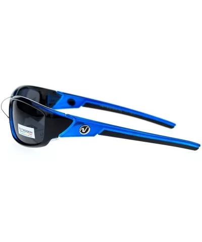 Polarized Mens Classic Oval Plastic Warp Sport Sunglasses - Blue - CY11ZFVO1CJ $8.35 Sport