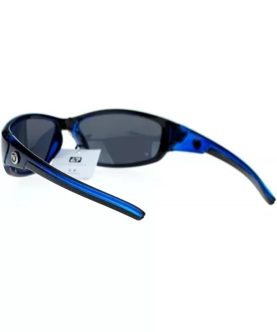 Polarized Mens Classic Oval Plastic Warp Sport Sunglasses - Blue - CY11ZFVO1CJ $8.35 Sport