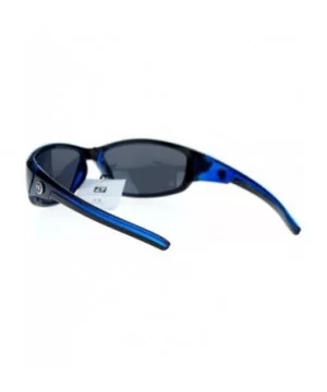 Polarized Mens Classic Oval Plastic Warp Sport Sunglasses - Blue - CY11ZFVO1CJ $8.35 Sport