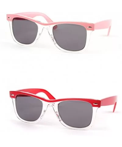 Retro Wayfarer Two-tone Color Frame Fashion Sunglasses P1096 - 2 Pcs Pink-smoke & Red-smoke - CF122N276LZ $8.90 Wayfarer