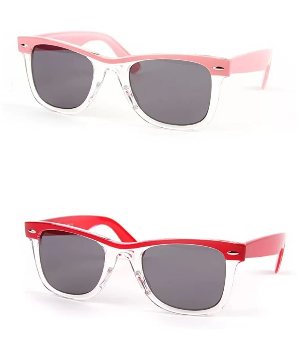 Retro Wayfarer Two-tone Color Frame Fashion Sunglasses P1096 - 2 Pcs Pink-smoke & Red-smoke - CF122N276LZ $8.90 Wayfarer