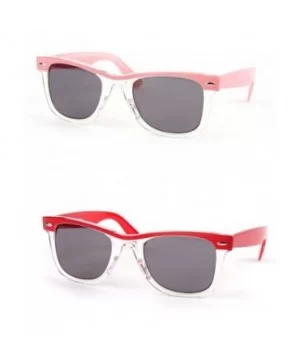 Retro Wayfarer Two-tone Color Frame Fashion Sunglasses P1096 - 2 Pcs Pink-smoke & Red-smoke - CF122N276LZ $8.90 Wayfarer