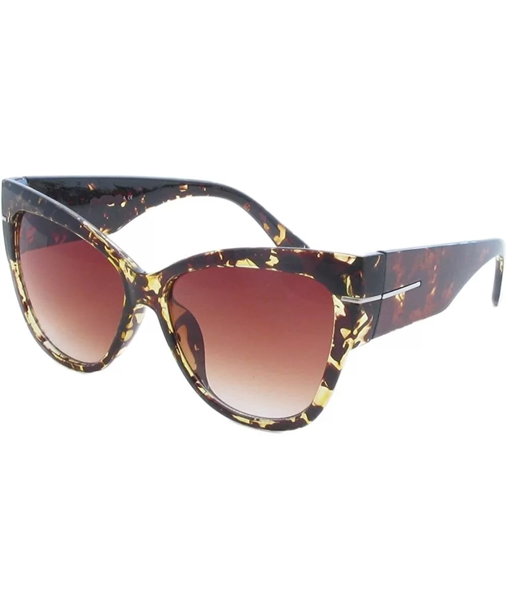 Super Oversized Cat Eye Thick Frame Designer Gradient Sunglasses Anoushka - Tortoise - C512EWFBN8N $6.66 Cat Eye