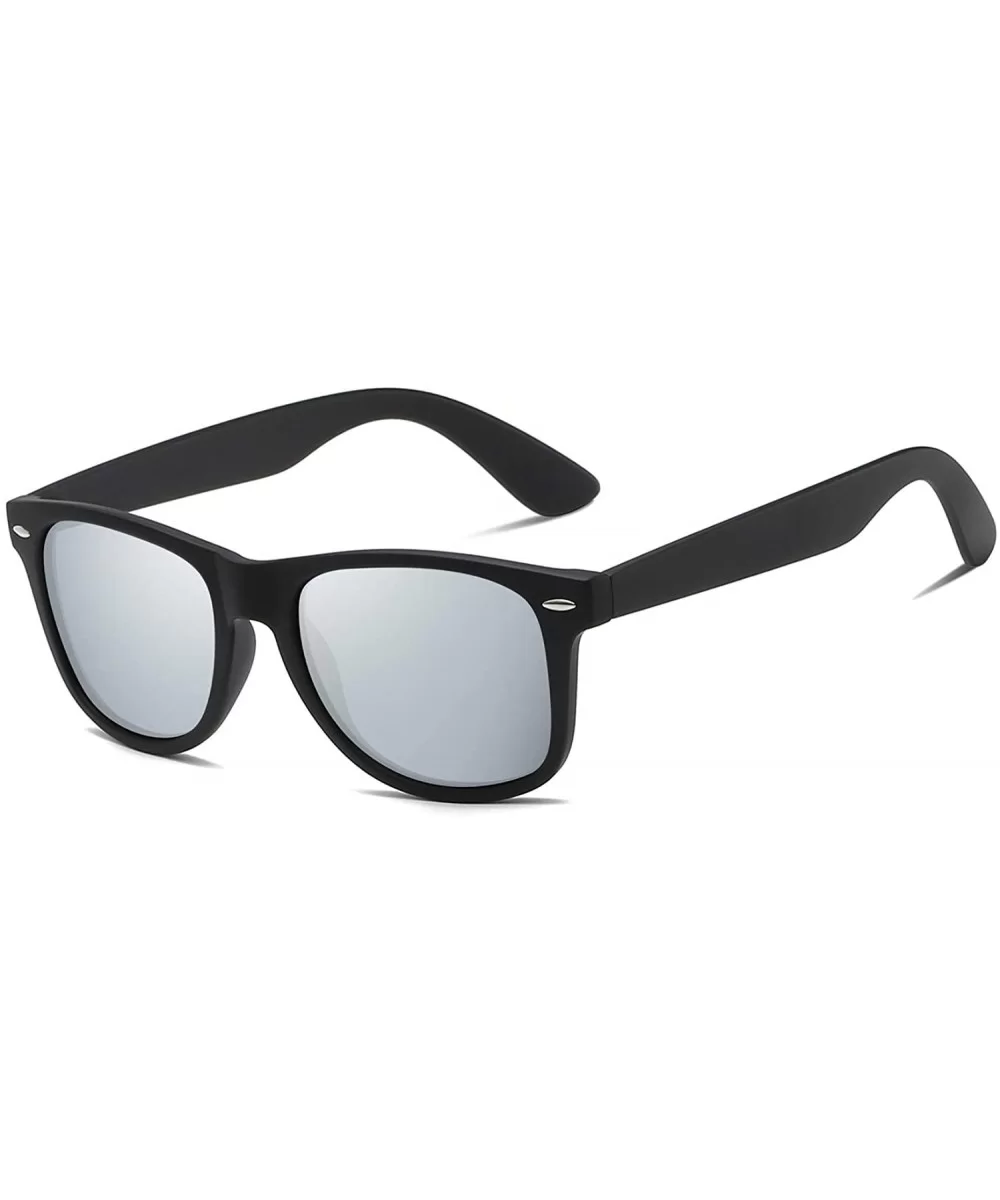 Polarized Square Sunglasses for Driving Men Alloy Frame UV 400 Protection - Silver - CE18YKZULCR $12.81 Sport