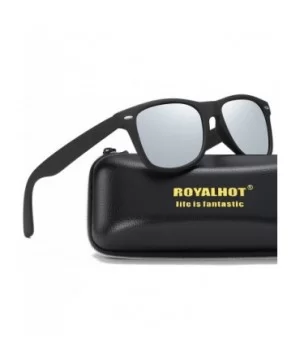 Polarized Square Sunglasses for Driving Men Alloy Frame UV 400 Protection - Silver - CE18YKZULCR $12.81 Sport