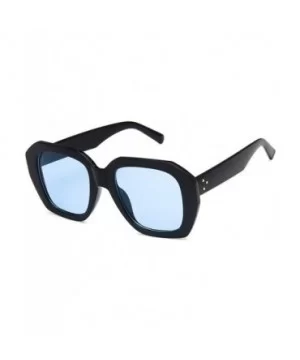 Unisex Sunglasses Fashion Bright Black Grey Drive Holiday Square Non-Polarized UV400 - Bright Black Blue - CC18RLIZ7TK $6.42 ...