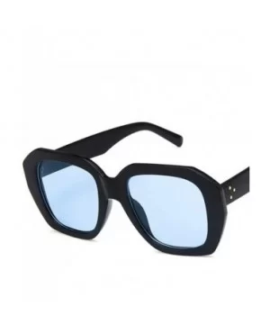 Unisex Sunglasses Fashion Bright Black Grey Drive Holiday Square Non-Polarized UV400 - Bright Black Blue - CC18RLIZ7TK $6.42 ...