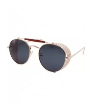 Vintage Retro Circle Steampunk Sunglasses Glasses - Gold With Black Lens - C4182ARZGA4 $15.46 Round