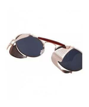 Vintage Retro Circle Steampunk Sunglasses Glasses - Gold With Black Lens - C4182ARZGA4 $15.46 Round