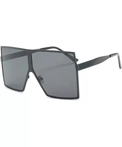 Fashion Square Brand Designer Unisex Summer Large Size Sunglasses UV400 71mm - Black - CQ1888K4Z3A $8.58 Square