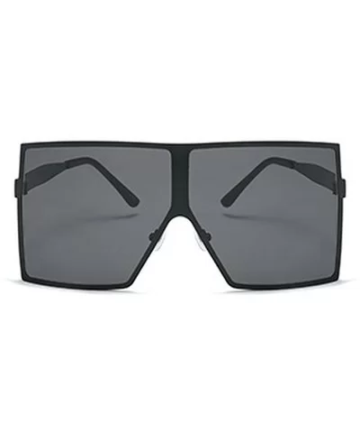 Fashion Square Brand Designer Unisex Summer Large Size Sunglasses UV400 71mm - Black - CQ1888K4Z3A $8.58 Square