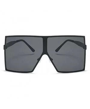 Fashion Square Brand Designer Unisex Summer Large Size Sunglasses UV400 71mm - Black - CQ1888K4Z3A $8.58 Square