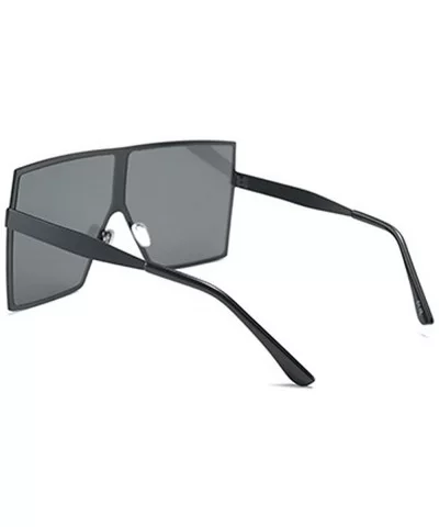 Fashion Square Brand Designer Unisex Summer Large Size Sunglasses UV400 71mm - Black - CQ1888K4Z3A $8.58 Square