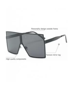 Fashion Square Brand Designer Unisex Summer Large Size Sunglasses UV400 71mm - Black - CQ1888K4Z3A $8.58 Square