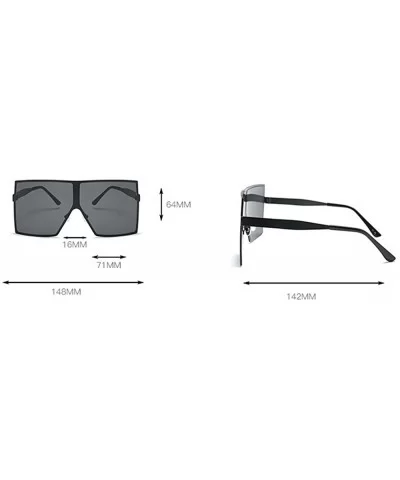 Fashion Square Brand Designer Unisex Summer Large Size Sunglasses UV400 71mm - Black - CQ1888K4Z3A $8.58 Square