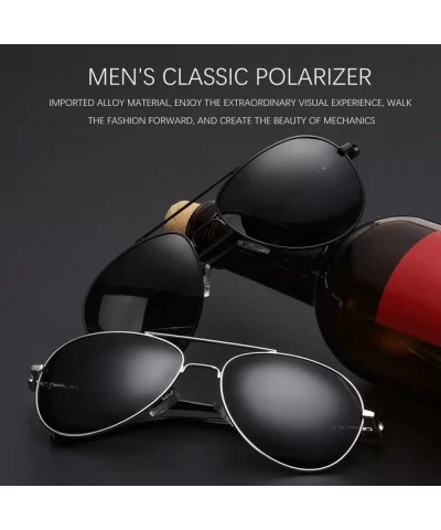 Polarized Sunglasses for Men Women-Classic Aviator Style-UV Protection 8084 - Black - C4199UTDRN7 $4.61 Aviator