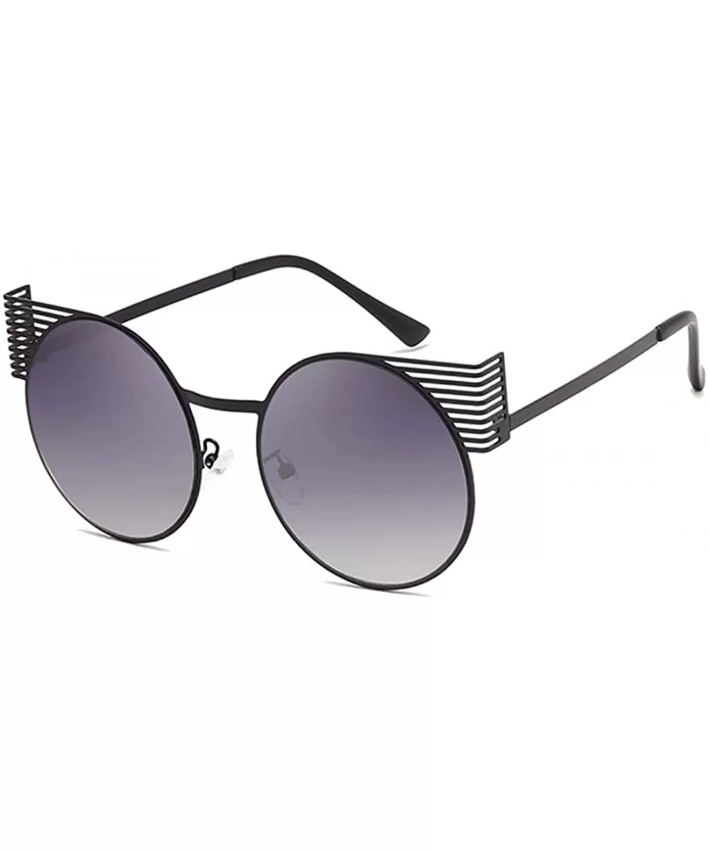 Unisex Vintage Round Metal Frame Tinted Lenses Sunglasses UV400 - Black Gray - C318NRKSTA6 $7.37 Round