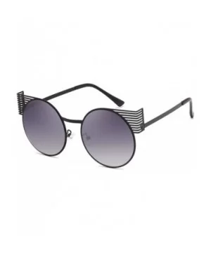 Unisex Vintage Round Metal Frame Tinted Lenses Sunglasses UV400 - Black Gray - C318NRKSTA6 $7.37 Round