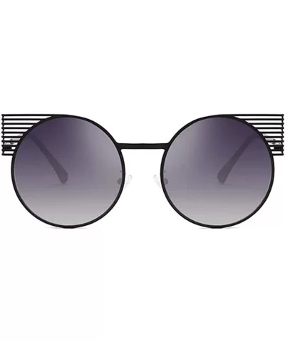 Unisex Vintage Round Metal Frame Tinted Lenses Sunglasses UV400 - Black Gray - C318NRKSTA6 $7.37 Round