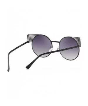 Unisex Vintage Round Metal Frame Tinted Lenses Sunglasses UV400 - Black Gray - C318NRKSTA6 $7.37 Round