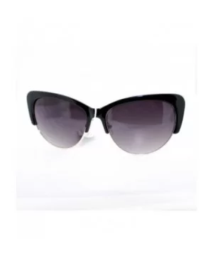 Womens Fashion Sunglasses Retro Plastic Top Oval Cateye Frame - Black White - CI11V3V9R3X $6.37 Oval