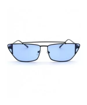 Womens Hippie Color Lens Wide Cat Eye Metal Rim Sunglasses - Gunmetal Blue - CV18UIOXZDS $7.27 Cat Eye