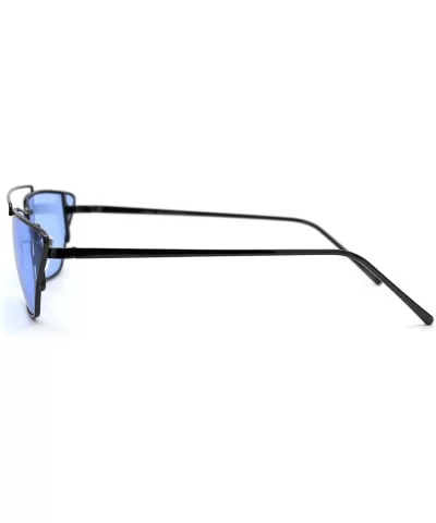 Womens Hippie Color Lens Wide Cat Eye Metal Rim Sunglasses - Gunmetal Blue - CV18UIOXZDS $7.27 Cat Eye