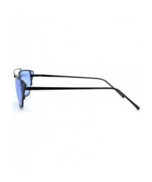 Womens Hippie Color Lens Wide Cat Eye Metal Rim Sunglasses - Gunmetal Blue - CV18UIOXZDS $7.27 Cat Eye