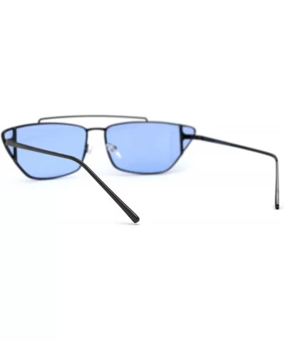 Womens Hippie Color Lens Wide Cat Eye Metal Rim Sunglasses - Gunmetal Blue - CV18UIOXZDS $7.27 Cat Eye