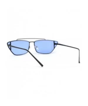 Womens Hippie Color Lens Wide Cat Eye Metal Rim Sunglasses - Gunmetal Blue - CV18UIOXZDS $7.27 Cat Eye